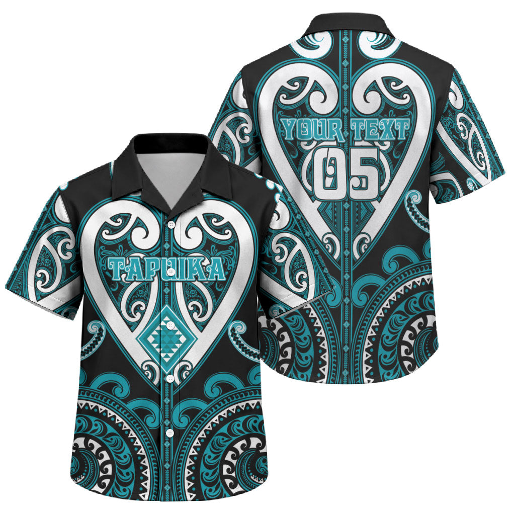 Custom Aotearoa Tapuika Family Matching Off Shoulder Short Dress and Hawaiian Shirt Maori Tribal Pattern LT05 Son's Shirt Teal - Polynesian Pride