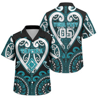 Custom Aotearoa Tapuika Family Matching Puletasi and Hawaiian Shirt Maori Tribal Pattern LT05 Son's Shirt Teal - Polynesian Pride