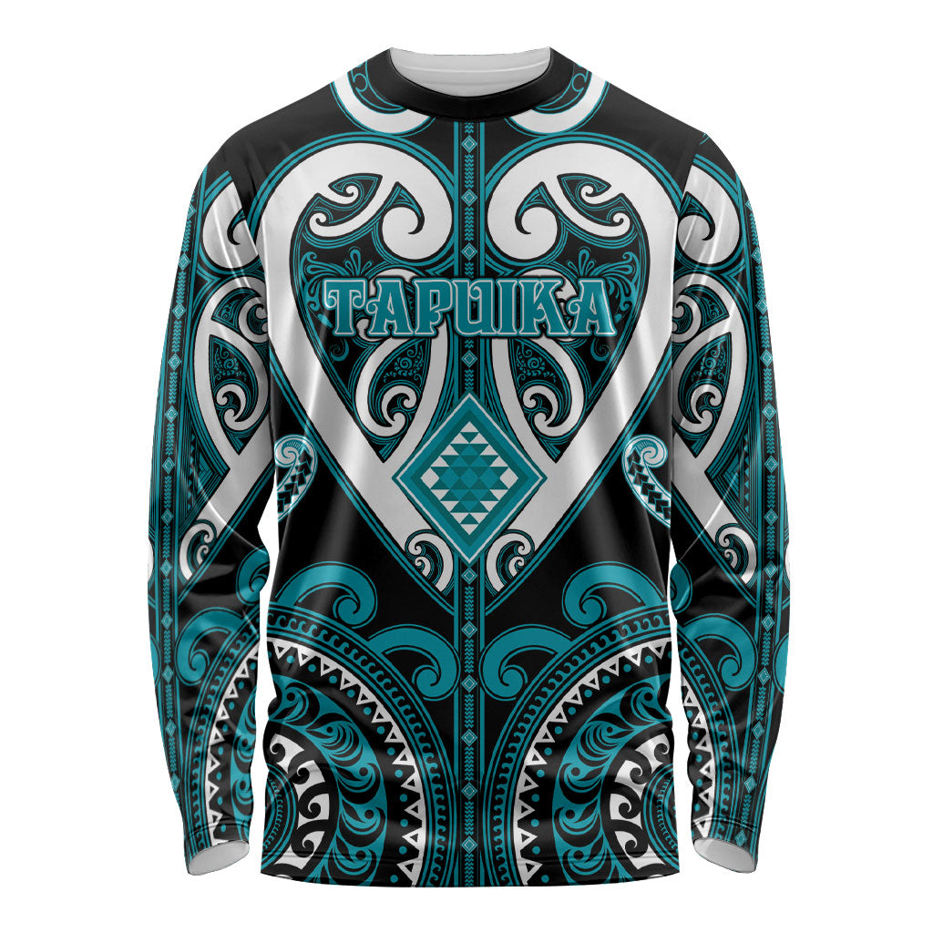 Custom Aotearoa Tapuika Long Sleeve Shirt Maori Tribal Pattern LT05 Unisex Teal - Polynesian Pride