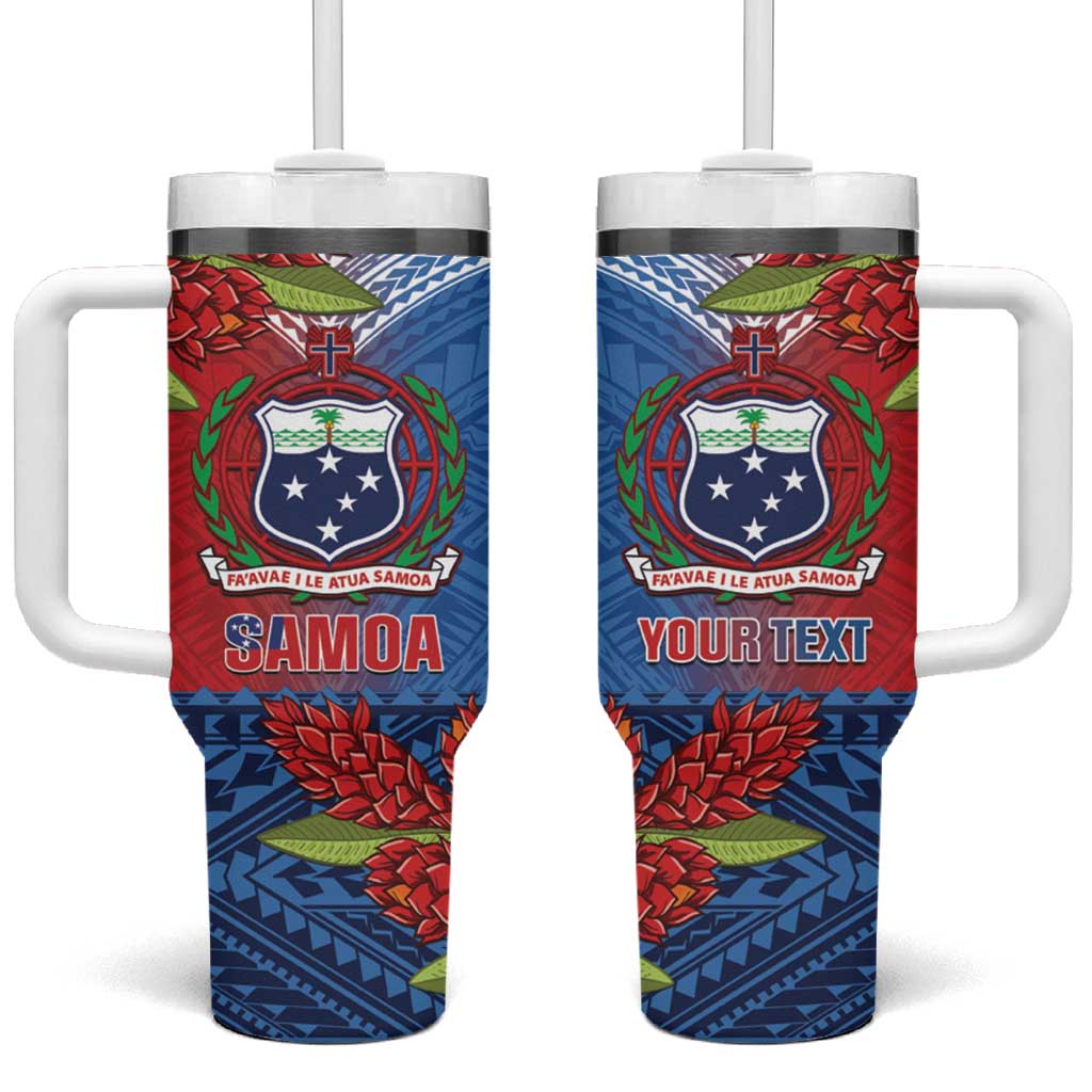 Personalised Samoa Tumbler With Handle Teuila Torch Ginger Mix Polynesian Tribal