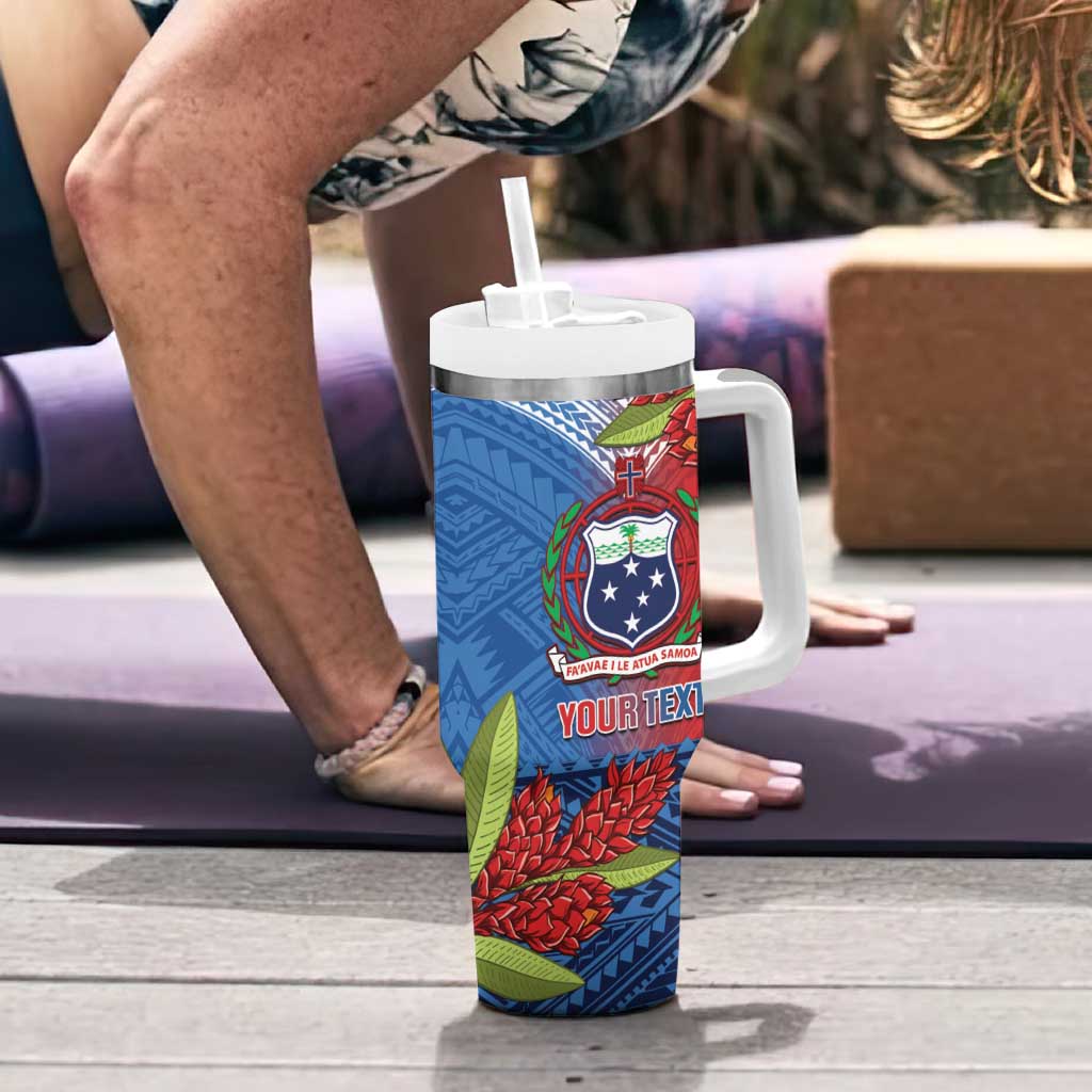 Personalised Samoa Tumbler With Handle Teuila Torch Ginger Mix Polynesian Tribal