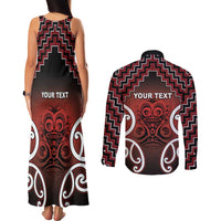 Personalised Aotearoa Mana Motuhake Couples Matching Tank Maxi Dress and Long Sleeve Button Shirt Poutama With Maori Pattern - Polynesian Pride