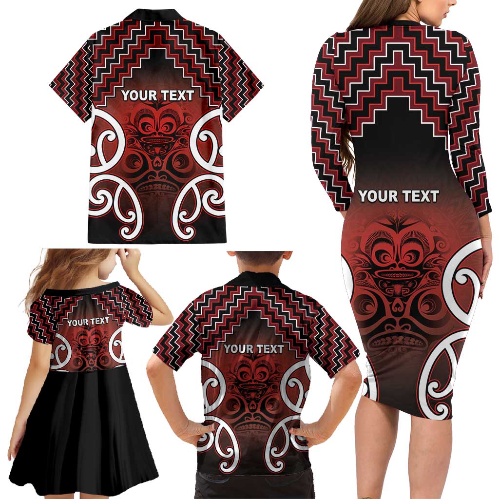 Personalised Aotearoa Mana Motuhake Family Matching Long Sleeve Bodycon Dress and Hawaiian Shirt Poutama With Maori Pattern - Polynesian Pride