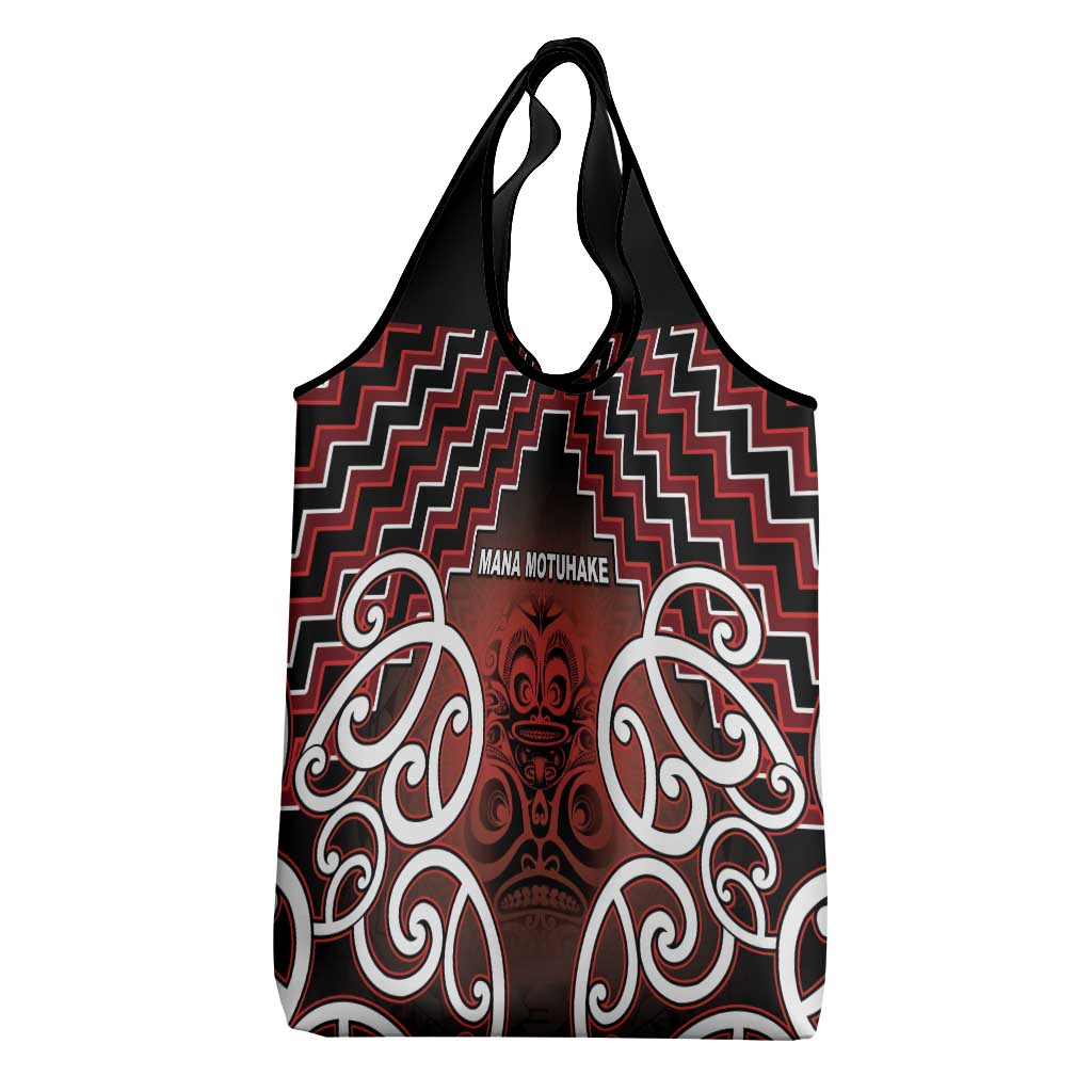 Aotearoa Mana Motuhake Grocery Bag Poutama With Maori Pattern - Polynesian Pride