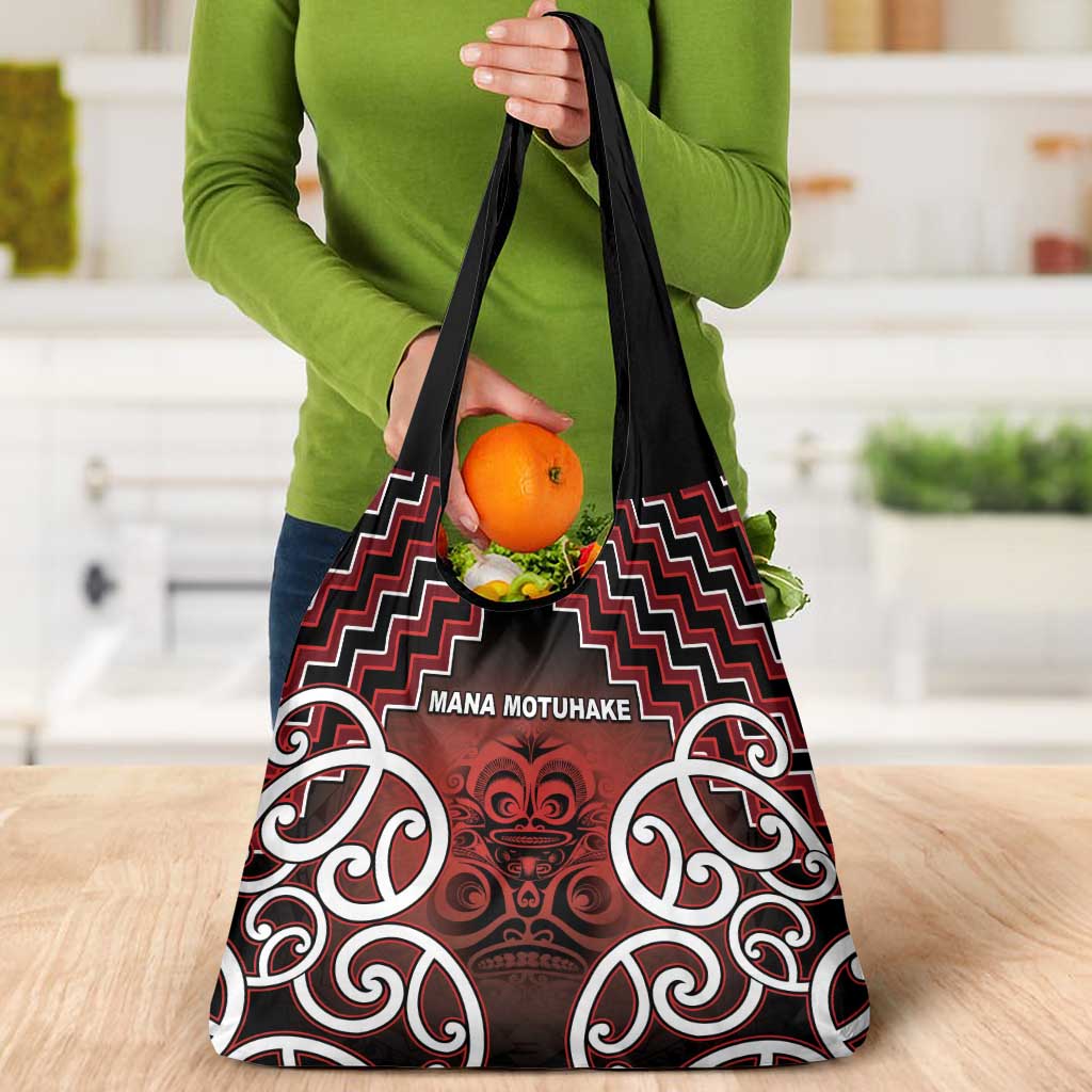Aotearoa Mana Motuhake Grocery Bag Poutama With Maori Pattern - Polynesian Pride