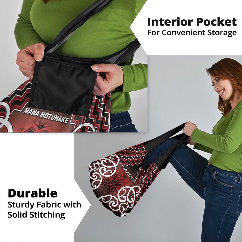 Aotearoa Mana Motuhake Grocery Bag Poutama With Maori Pattern - Polynesian Pride