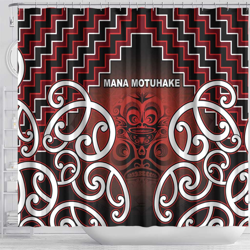 Aotearoa Mana Motuhake Shower Curtain Poutama With Maori Pattern - Polynesian Pride