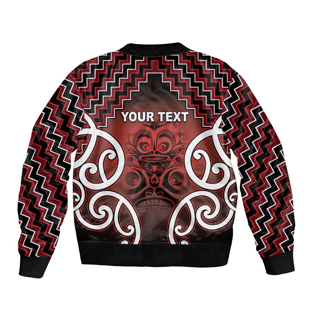 Personalised Aotearoa Mana Motuhake Sleeve Zip Bomber Jacket Poutama With Maori Pattern - Polynesian Pride
