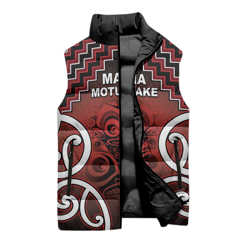 Personalised Aotearoa Mana Motuhake Sleeveless Puffer Jacket Poutama With Maori Pattern - Polynesian Pride