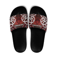 Aotearoa Mana Motuhake Slide Sandals Poutama With Maori Pattern - Polynesian Pride
