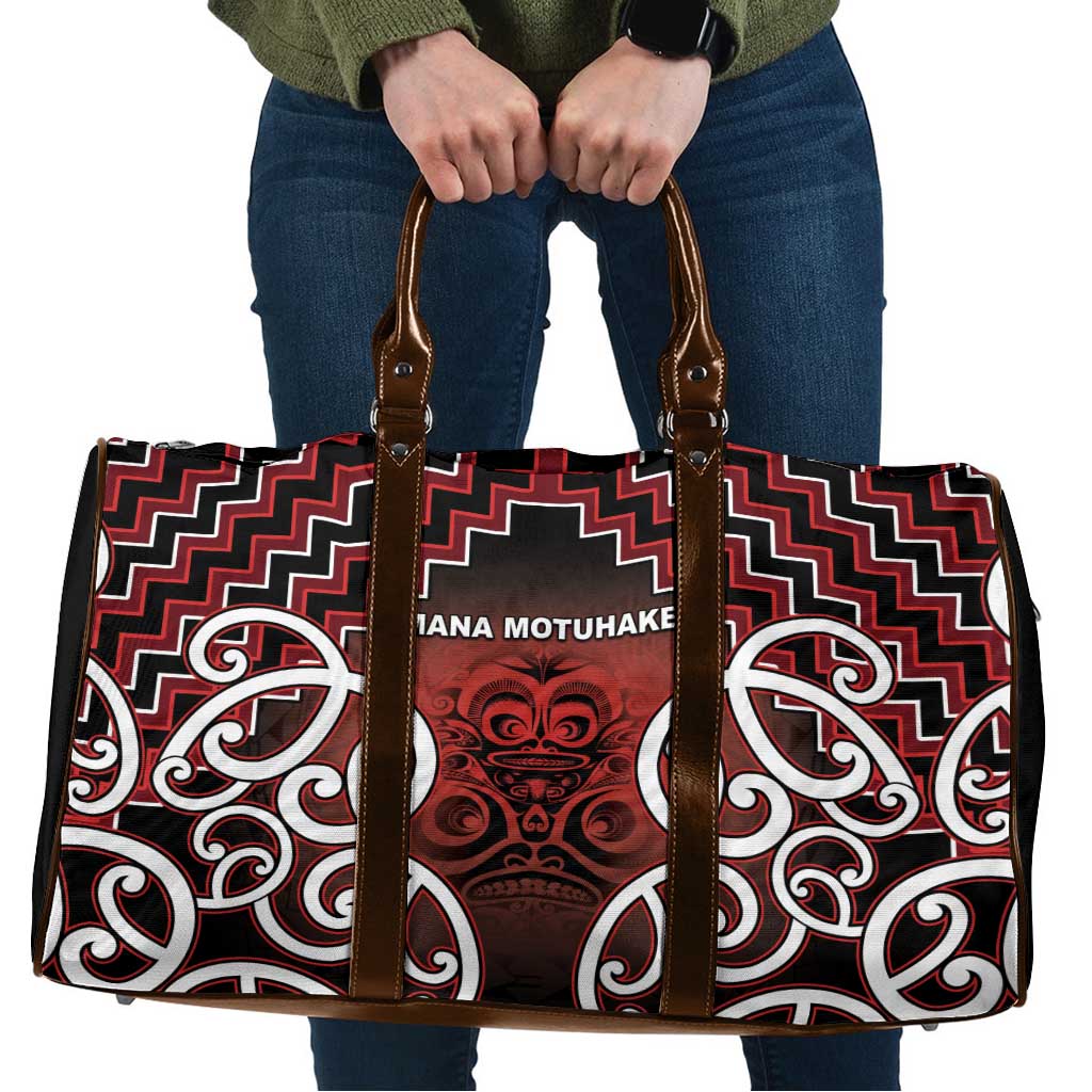 Aotearoa Mana Motuhake Travel Bag Poutama With Maori Pattern - Polynesian Pride