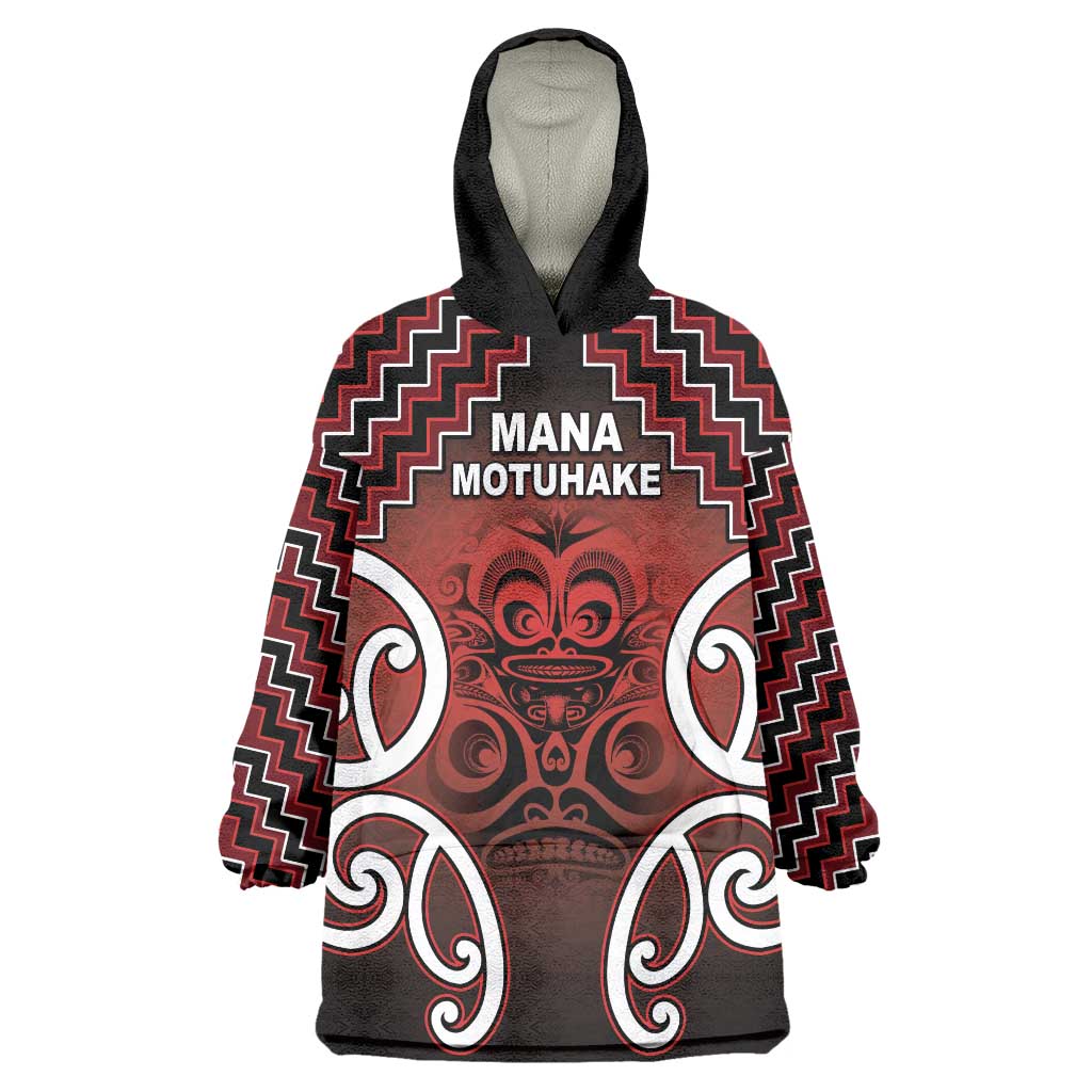 Personalised Aotearoa Mana Motuhake Wearable Blanket Hoodie Poutama With Maori Pattern - Polynesian Pride