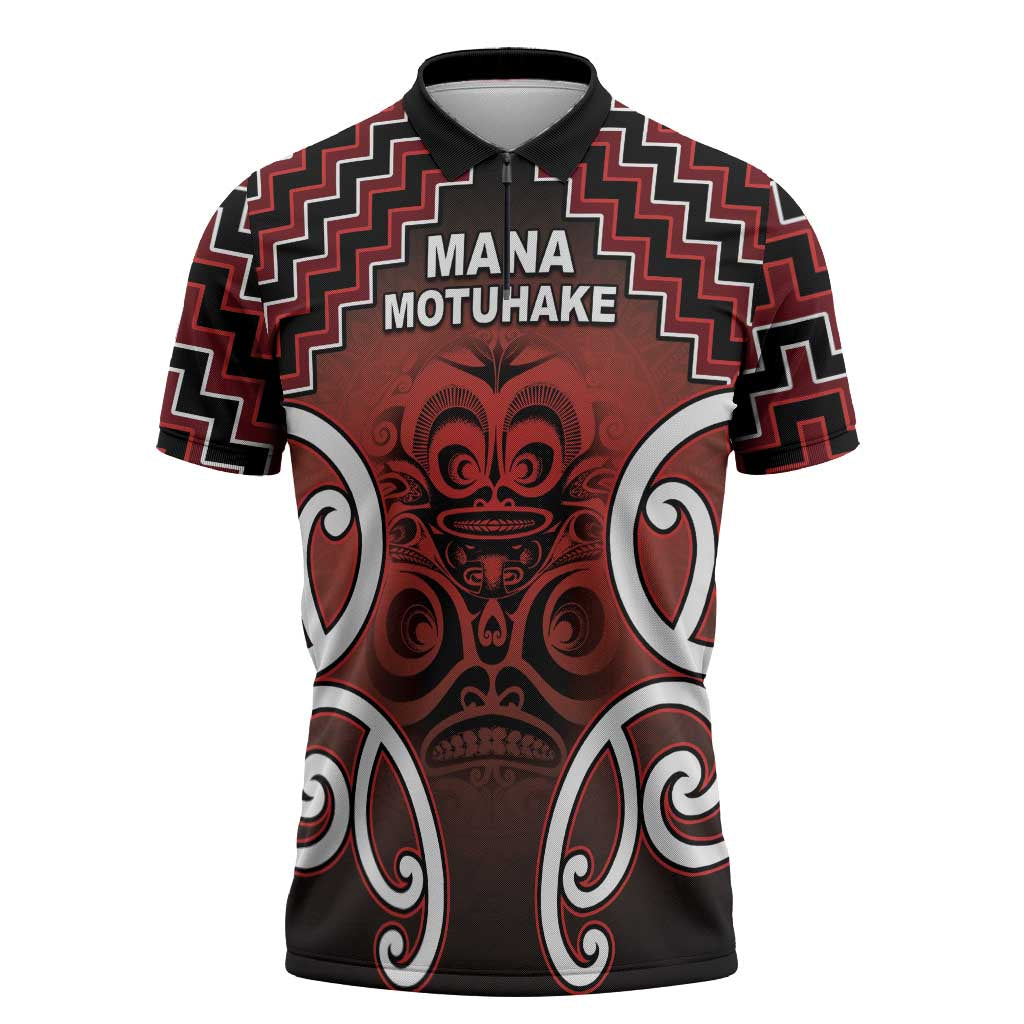 Personalised Aotearoa Mana Motuhake Zipper Polo Shirt Poutama With Maori Pattern - Polynesian Pride