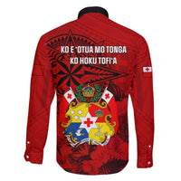 Tonga King Tupou I Day Family Matching Off Shoulder Maxi Dress and Hawaiian Shirt Tropical Flowers With Ngatu Pattern LT05 - Polynesian Pride