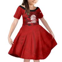 tonga-king-tupou-i-day-kid-short-sleeve-dress-tropical-flowers-with-ngatu-pattern