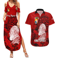 personalized-tonga-king-tupou-i-day-couples-matching-summer-maxi-dress-and-hawaiian-shirt-tropical-flowers-with-ngatu-pattern