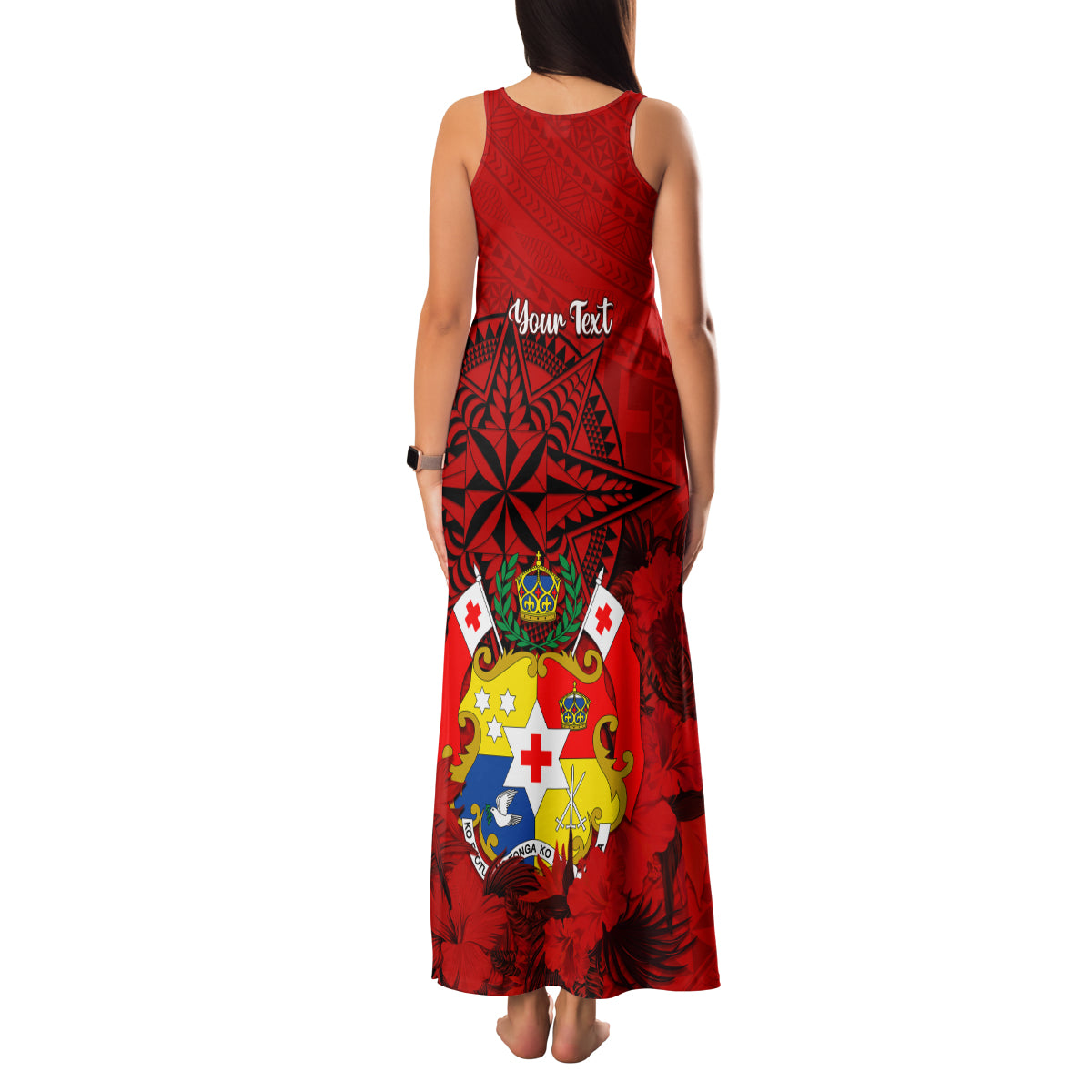 Personalized Tonga King Tupou I Day Family Matching Tank Maxi Dress and Hawaiian Shirt Tropical Flowers With Ngatu Pattern LT05 - Polynesian Pride