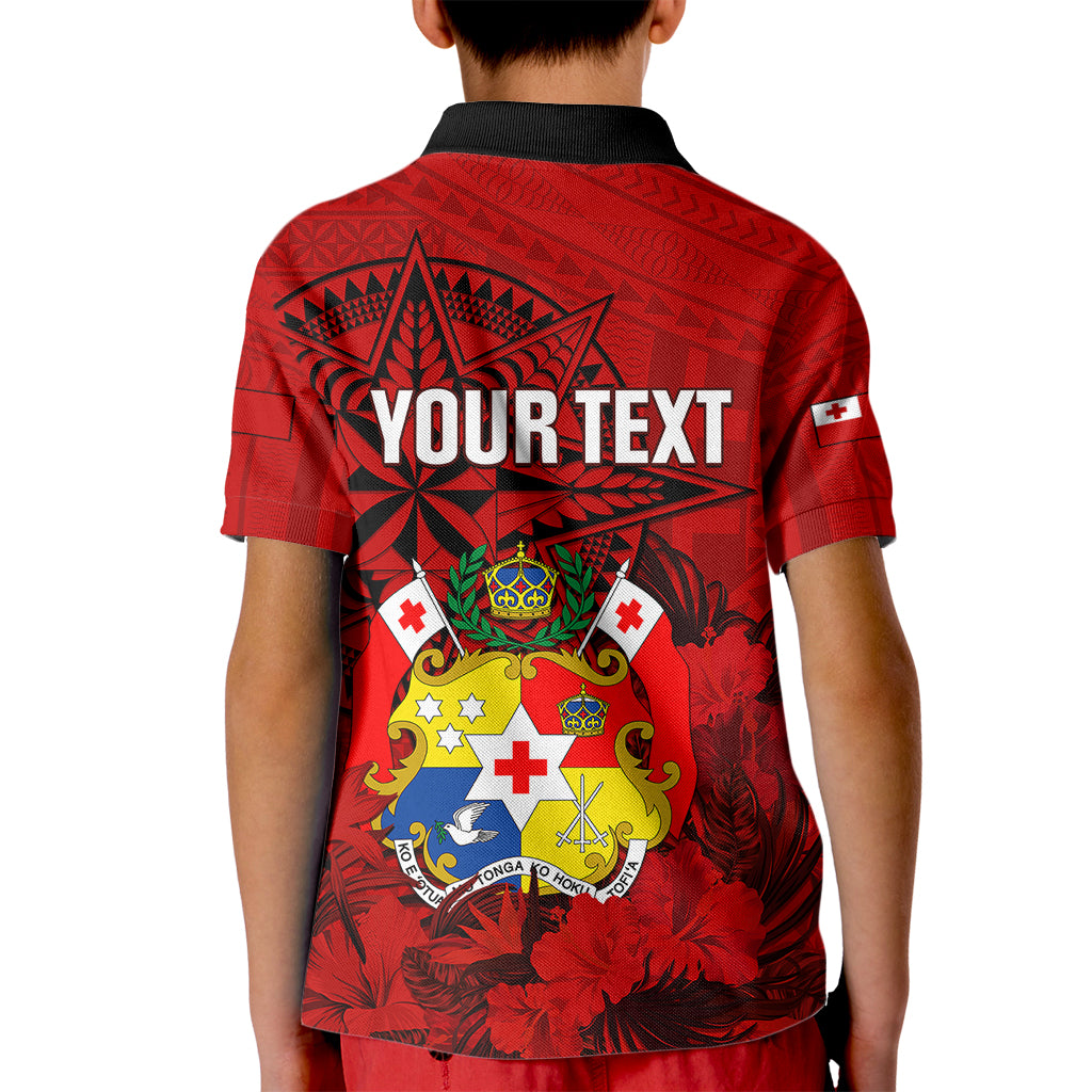 Personalized Tonga King Tupou I Day Kid Polo Shirt Tropical Flowers With Ngatu Pattern LT05 - Polynesian Pride