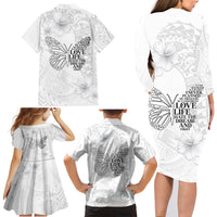 Lung Cancer Awareness Family Matching Long Sleeve Bodycon Dress and Hawaiian Shirt Never Give Up Polynesian Style LT05 - Polynesian Pride