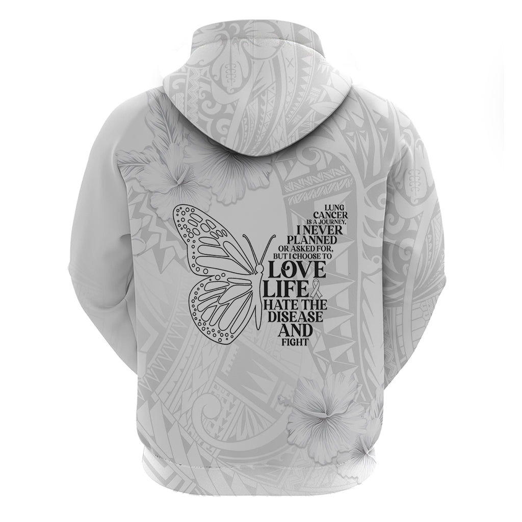 Lung Cancer Awareness Hoodie Never Give Up Polynesian Style LT05 - Polynesian Pride