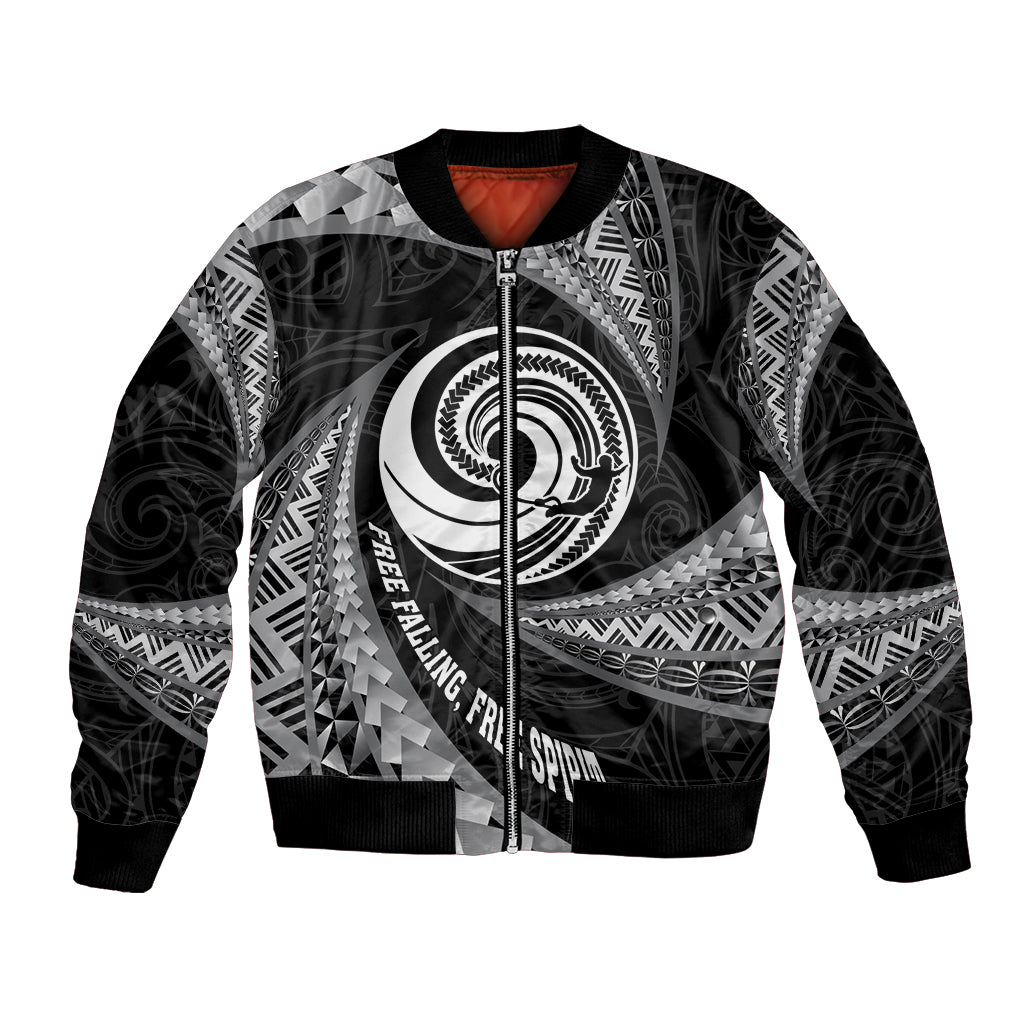 Personalised New Zealand Bungy Jumping Bomber Jacket Maori Pattern LT05 Unisex Black - Polynesian Pride