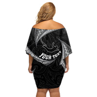 Personalised New Zealand Bungy Jumping Off Shoulder Short Dress Maori Pattern LT05 - Polynesian Pride