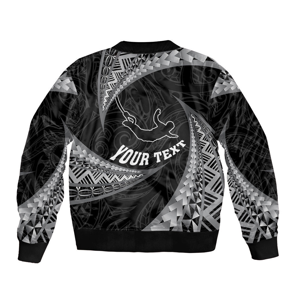 Personalised New Zealand Bungy Jumping Sleeve Zip Bomber Jacket Maori Pattern LT05 - Polynesian Pride