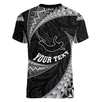 Personalised New Zealand Bungy Jumping Women V Neck T Shirt Maori Pattern LT05 - Polynesian Pride