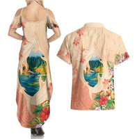 Hawaii Kauai Na Pali Coast Landscape Couples Matching Summer Maxi Dress and Hawaiian Shirt