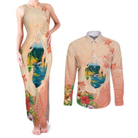 Hawaii Kauai Na Pali Coast Landscape Couples Matching Tank Maxi Dress and Long Sleeve Button Shirt