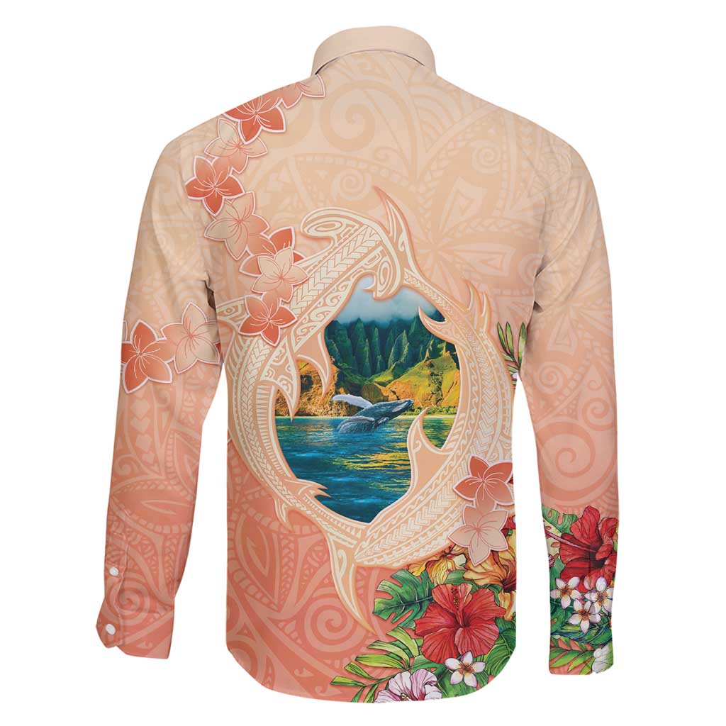 Hawaii Kauai Na Pali Coast Landscape Family Matching Long Sleeve Bodycon Dress and Hawaiian Shirt