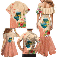 Hawaii Kauai Na Pali Coast Landscape Family Matching Mermaid Dress and Hawaiian Shirt
