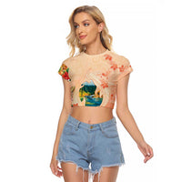Hawaii Kauai Na Pali Coast Landscape Raglan Cropped T Shirt LT05 Female Peach - Polynesian Pride