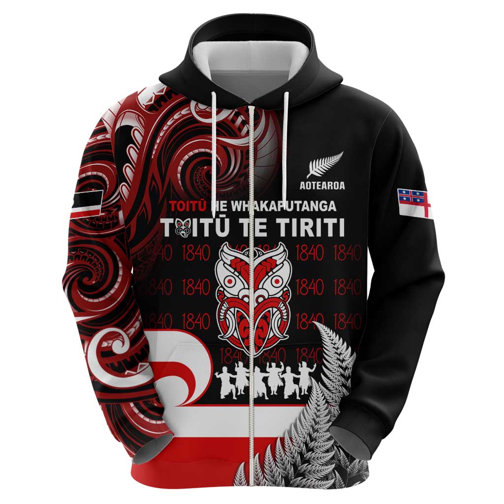 Aotearoa Toitu He Whakaputanga Zip Hoodie Toitu Te Tiriti O Waitangi
