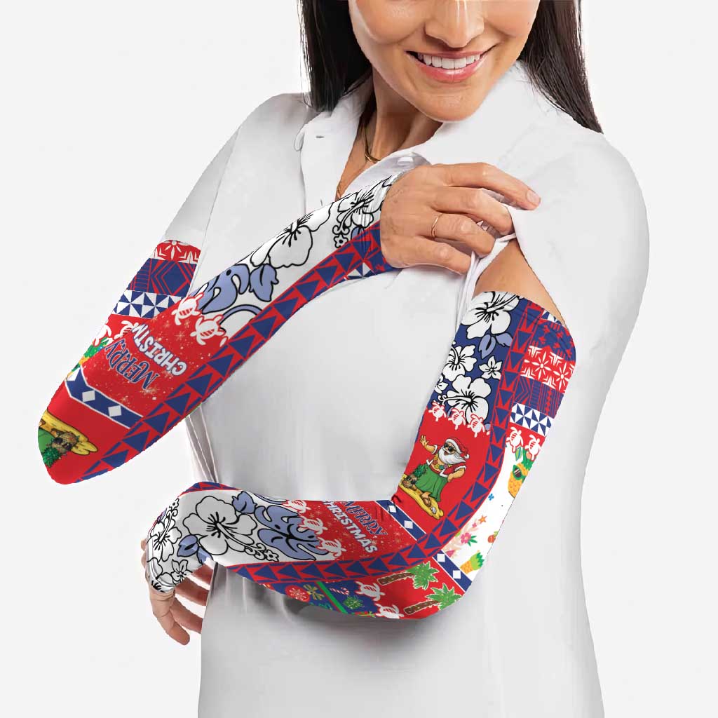 Wallis And Futuna Christmas Arm Sleeves Festive Beach Vibes - Polynesian Pride