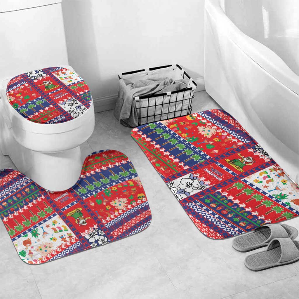 Wallis And Futuna Christmas Bathroom Set Festive Beach Vibes - Polynesian Pride