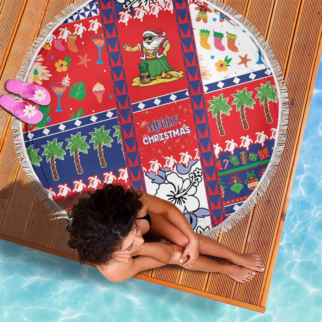 Wallis And Futuna Christmas Beach Blanket Festive Beach Vibes - Polynesian Pride