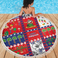 Wallis And Futuna Christmas Beach Blanket Festive Beach Vibes - Polynesian Pride