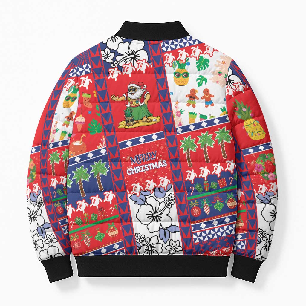 Wallis And Futuna Christmas Bomber Puffer Jacket Festive Beach Vibes - Polynesian Pride