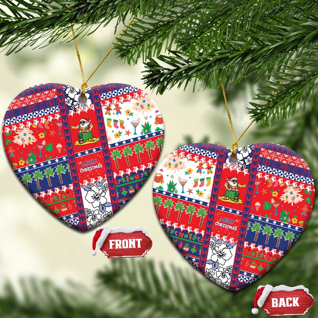 Wallis And Futuna Christmas Ceramic Ornament Festive Beach Vibes - Polynesian Pride