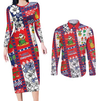 Wallis And Futuna Christmas Couples Matching Long Sleeve Bodycon Dress and Long Sleeve Button Shirt Festive Beach Vibes - Polynesian Pride