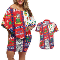 Wallis And Futuna Christmas Couples Matching Off Shoulder Short Dress and Hawaiian Shirt Festive Beach Vibes - Polynesian Pride