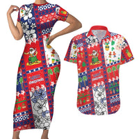 Wallis And Futuna Christmas Couples Matching Short Sleeve Bodycon Dress and Hawaiian Shirt Festive Beach Vibes - Polynesian Pride