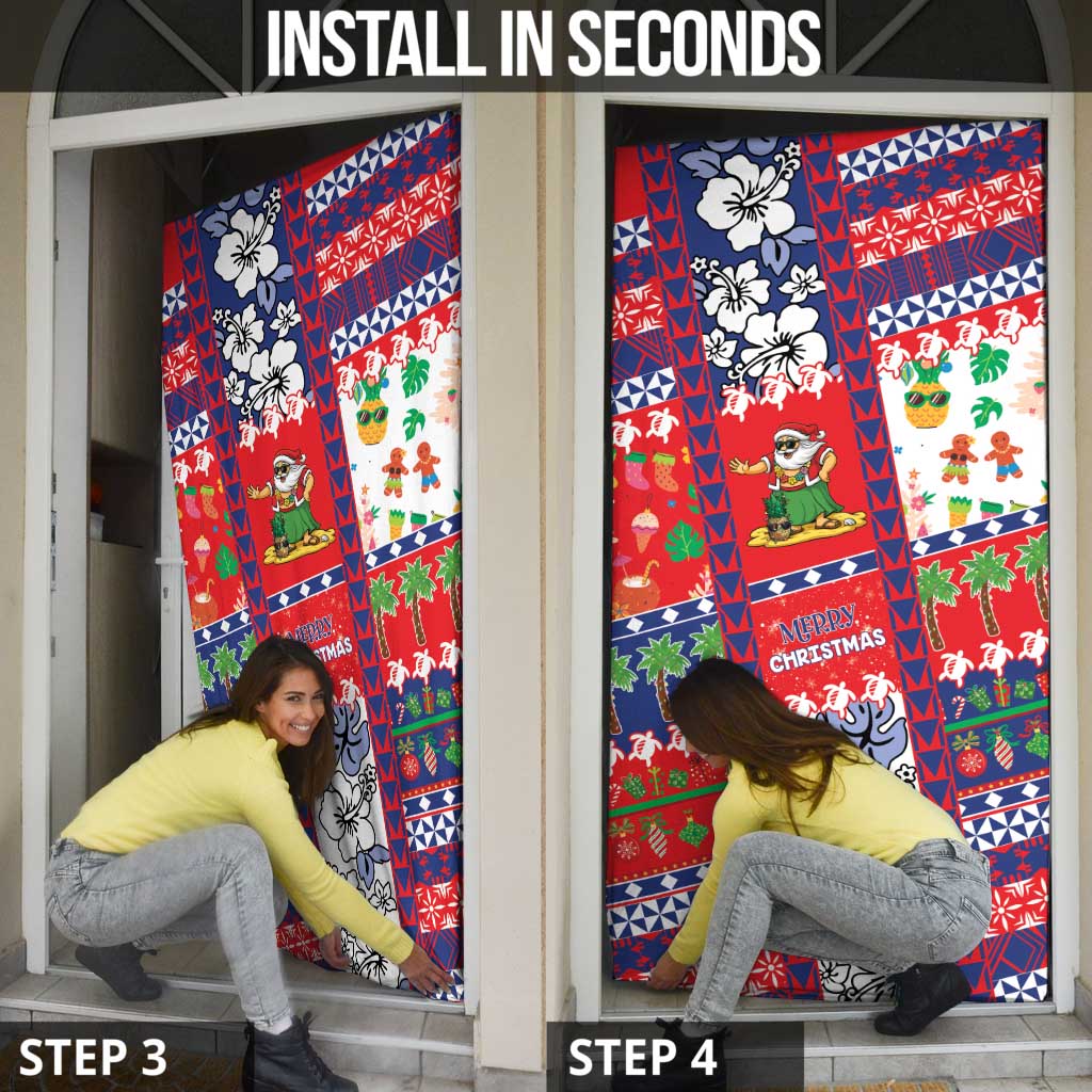 Wallis And Futuna Christmas Door Cover Festive Beach Vibes - Polynesian Pride