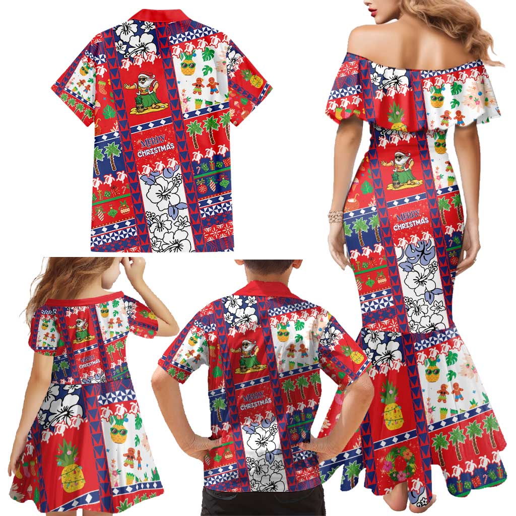 Wallis And Futuna Christmas Family Matching Mermaid Dress and Hawaiian Shirt Festive Beach Vibes - Polynesian Pride