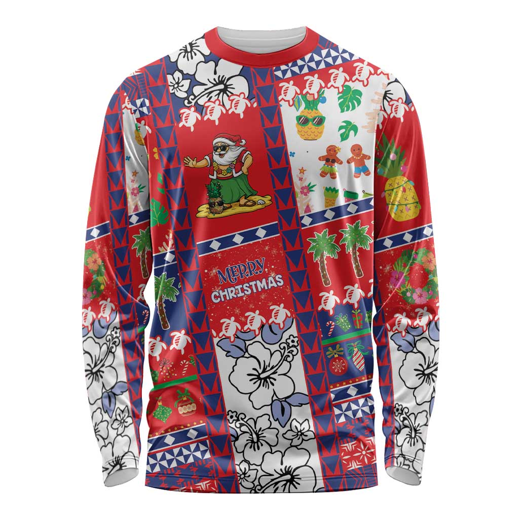 Wallis And Futuna Christmas Long Sleeve Shirt Festive Beach Vibes - Polynesian Pride