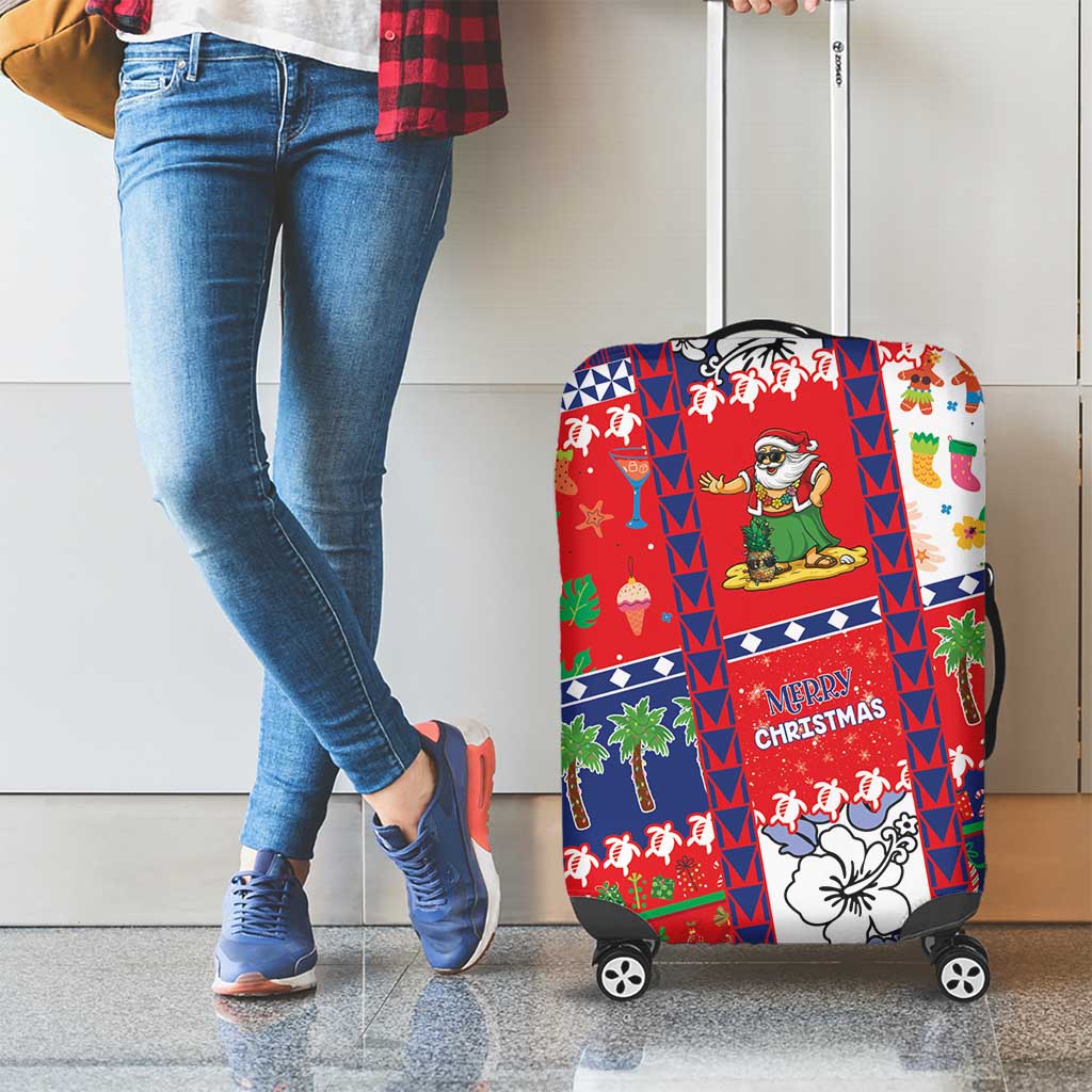 Wallis And Futuna Christmas Luggage Cover Festive Beach Vibes - Polynesian Pride