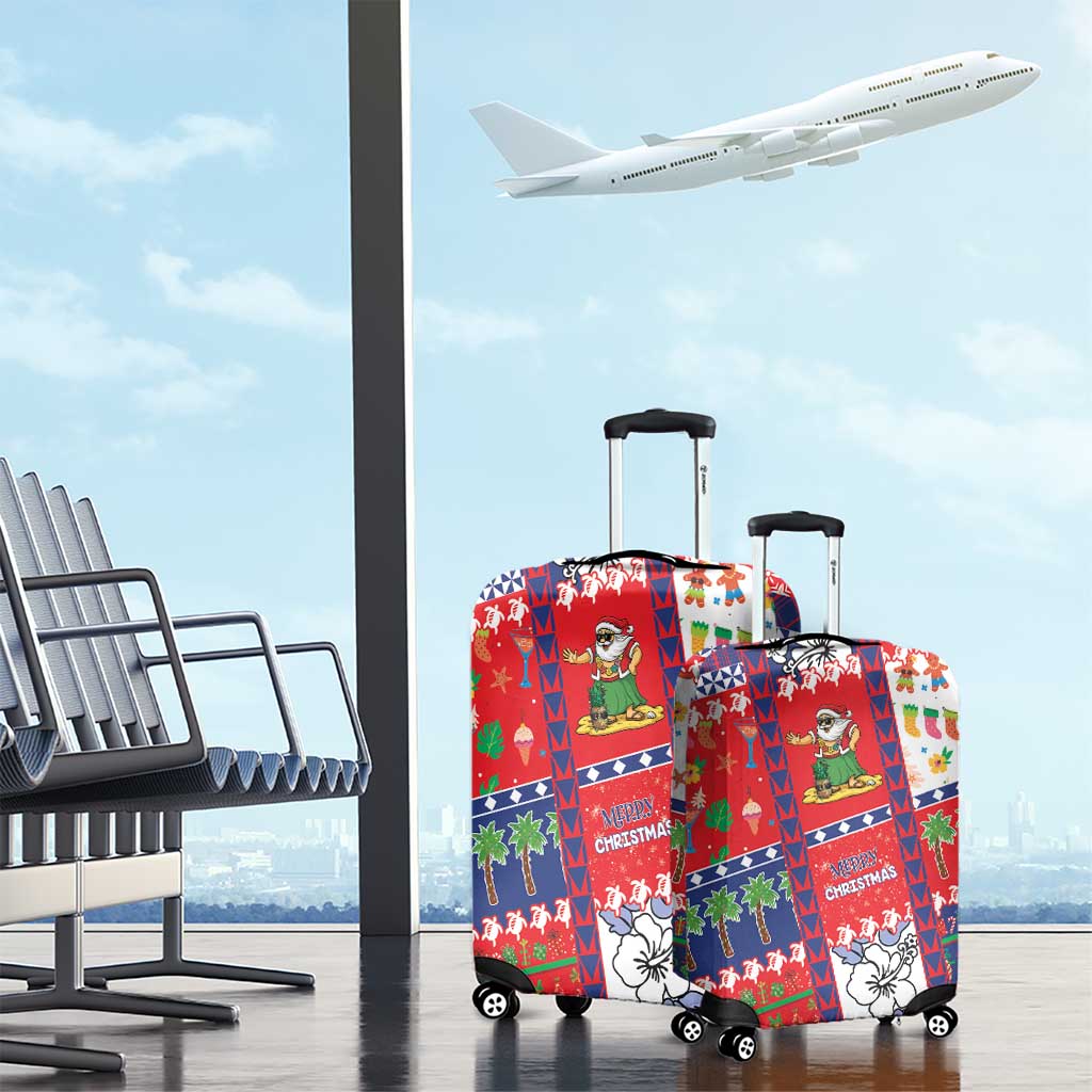 Wallis And Futuna Christmas Luggage Cover Festive Beach Vibes - Polynesian Pride