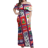 Wallis And Futuna Christmas Off Shoulder Maxi Dress Festive Beach Vibes - Polynesian Pride
