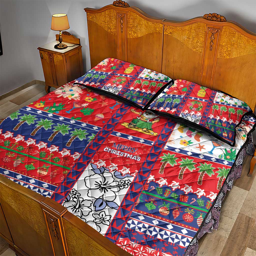 Wallis And Futuna Christmas Quilt Bed Set Festive Beach Vibes - Polynesian Pride